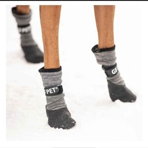 GF Pet Size Small Dog Socks in Gray and Black Boots Shoes